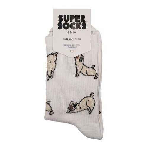 Носки унисекс Super Socks Pugs белые 40-46 в Атлантик